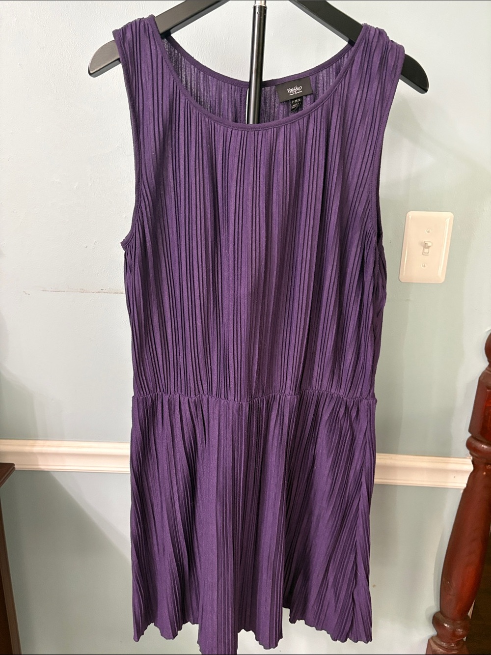 Mossimo Supply Co. Purple Pleated Sleeveless Mini Dress